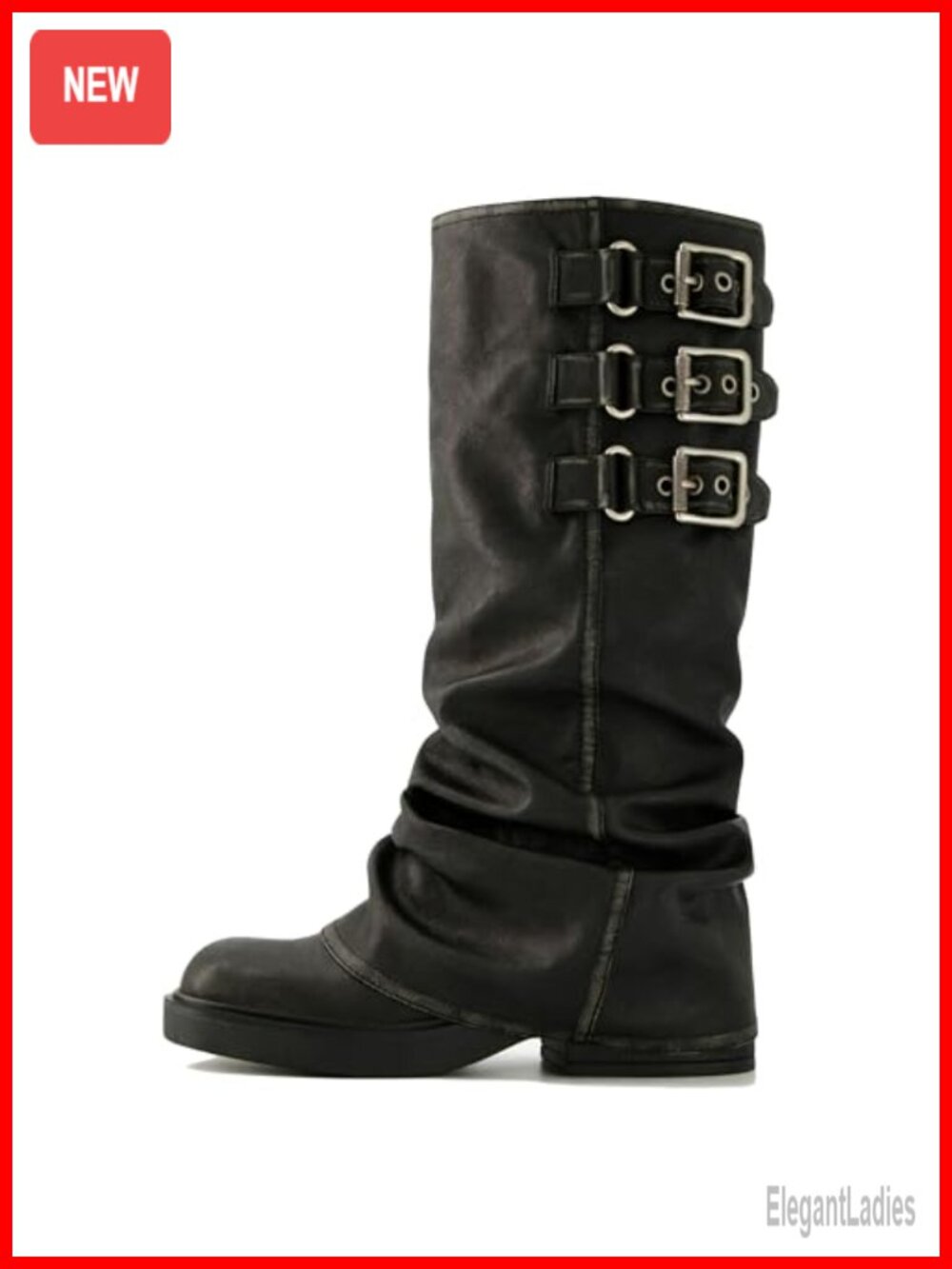 Fold Over Knee High Boots Slouch Chunky Platform Goth Boots